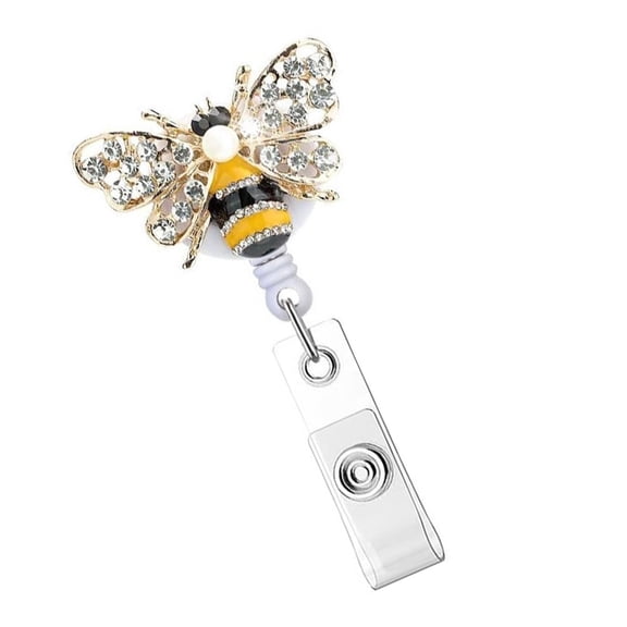 Crystal Rhinestones Butterfly Retractable Badge Clip Holder ABS Durability for Office Commute Workplaces Use