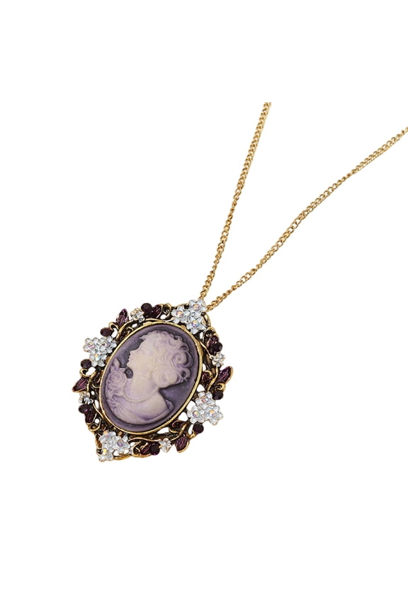 Crystal Rhinestones Cameo Charm Vintage Necklace Vintage Jewelry Gifts for Holiday Multi Functional Alloy Jewelry