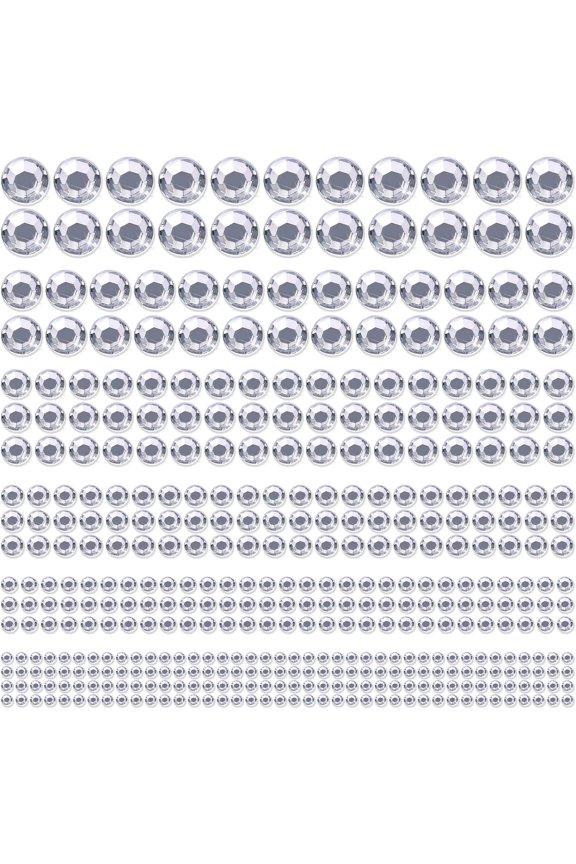 Crystal Rhinestones Stickers, Self Adhesive Face Rhinestones Stick on Bling Gems Jewels Stickers for Hair Face Body Makeup Clothes Shoes Bags DIY Craft, 6 Sizes
