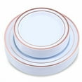 thumbnail image 1 of Crystal Ridge Tableware 60 Pieces White Plastic Disposable Plates - Premium Heavy-Duty 30 Dinner Plates & 30 Salad Plates with Rose Gold Rim Ideal for Party, Birthday and Special Events, 1 of 6