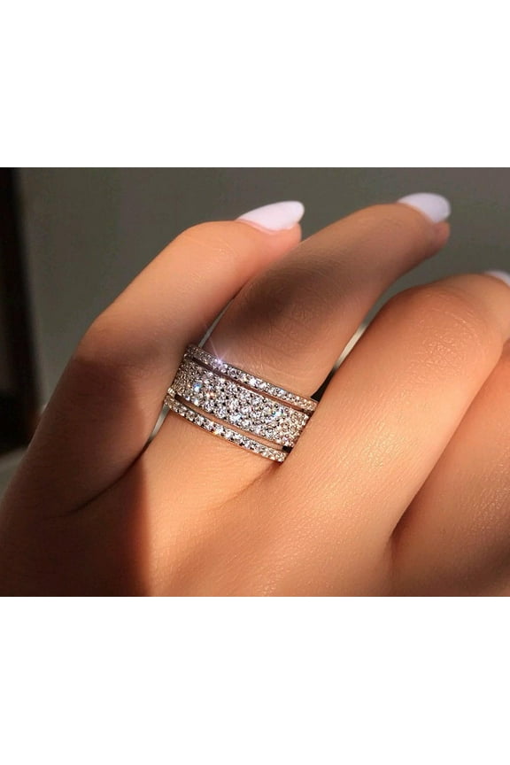 Crystal Rings Wedding Promise Rings Ladies Boho Layered Big Rings Engagement Ring