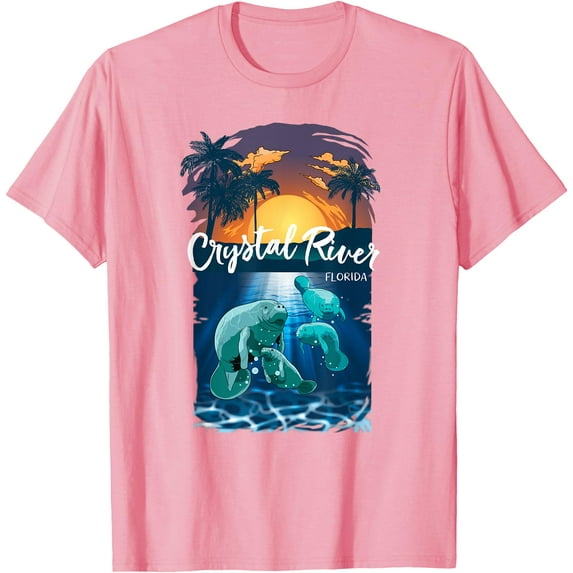 Crystal River Florida Manatees Vacation Souvenir Manatee Softstyle Unisex T-Shirt Men Women Kids,Light Pink Color,Size XL