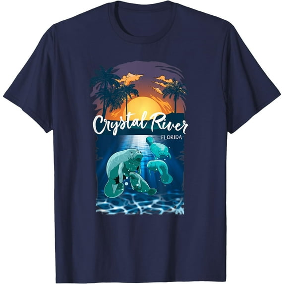 Crystal River Florida Manatees Vacation Souvenir Manatee Softstyle Unisex T-Shirt Men Women Kids,Navy Color,Size YL