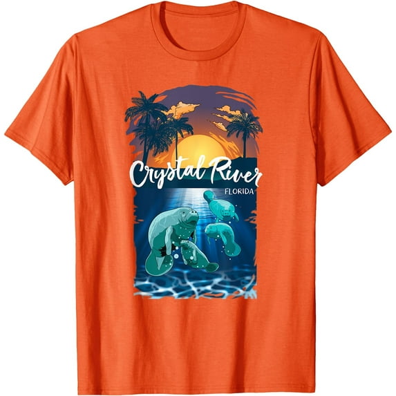 Crystal River Florida Manatees Vacation Souvenir Manatee Softstyle Unisex T-Shirt Men Women Kids,Orange Color,Size 5/6