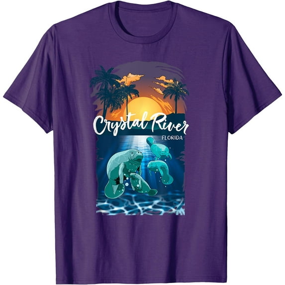 Crystal River Florida Manatees Vacation Souvenir Manatee Softstyle Unisex T-Shirt Men Women Kids,Purple Color,Size YXS