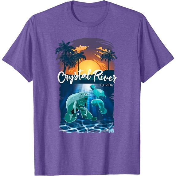 Crystal River Florida Manatees Vacation Souvenir Manatee Softstyle Unisex T-Shirt Men Women Kids,Purple Heather Color,Size 2XL