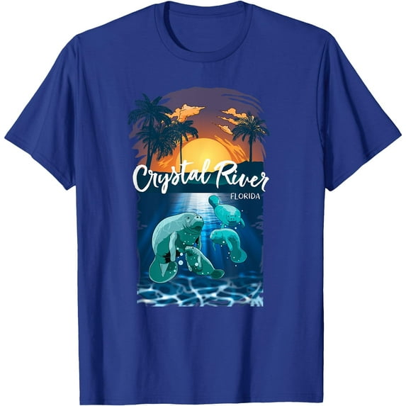 Crystal River Florida Manatees Vacation Souvenir Manatee Softstyle Unisex T-Shirt Men Women Kids,Royal Blue Color,Size 3T