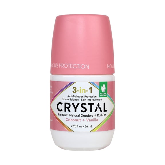 Crystal Roll-On 3-In-1, 2.25 Fl. Oz., 1 Pack, Coconut + Vanilla