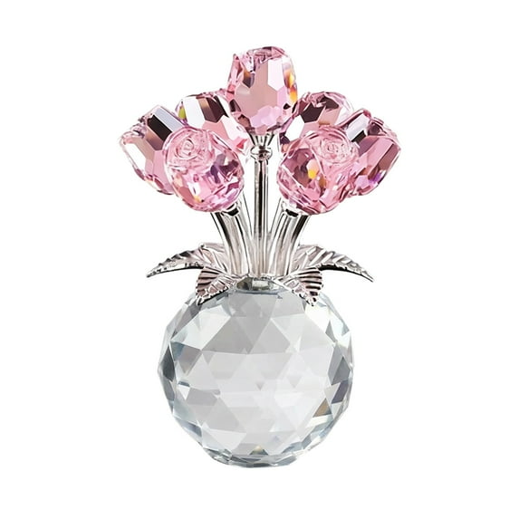 Crystal Rose Bouquet Home Decor, Sparkling Crystal Flower Arrangement for Tabletop, Shelf, and Office Desk, Romantic Gift for Valentine's Day, Anniversary, Wedding, and Housewarming