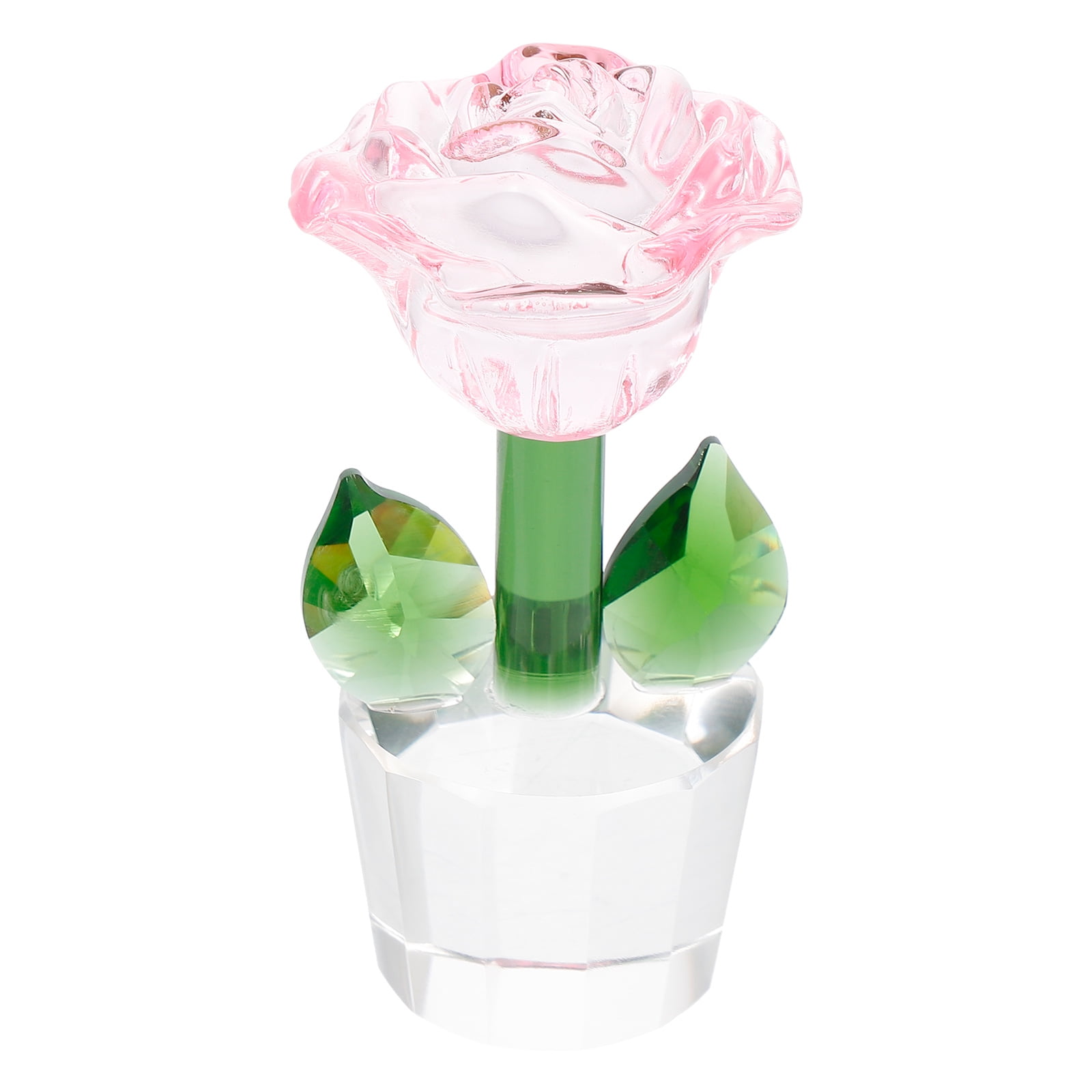 Crystal Rose Decor Crystal Rose Figurine Ornament Crystal Rose Ornament ...