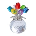 thumbnail image 1 of Crystal Rose Flower Figurine, Glass Flower Bouquet Gifts for Women Girlfriend Wife, Handmade Crystal Flower Collectible Home Table Decor ​for Christmas Day Wedding Anniversary (Multicolor), 1 of 5