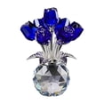 thumbnail image 1 of Crystal Rose Flower Figurine with Round Vase – Glass Flowers with Stems – Exquisite Crystal Gift for Mother’s Day and Home Decor (Blue), 1 of 6