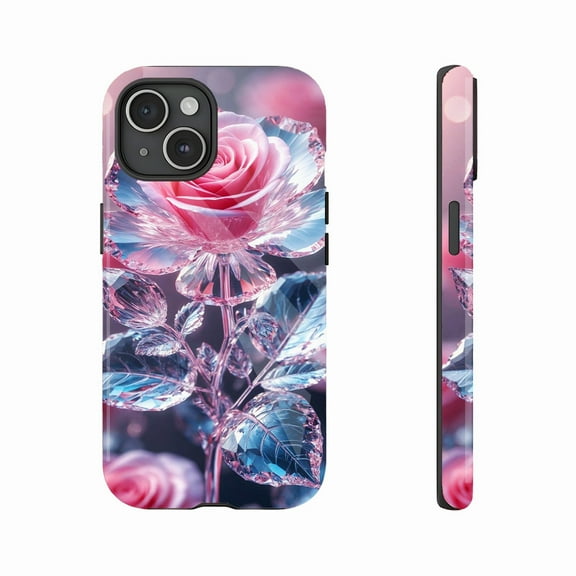 Crystal Rose Flower iPhone Case for Women - Elegant Design with Durable Shockproof Protection, Perfect Gift for Valentine's Day or Any Occasion, Compatible with iPhone 11/12/13/14/15/16 (Pro Max/Plus