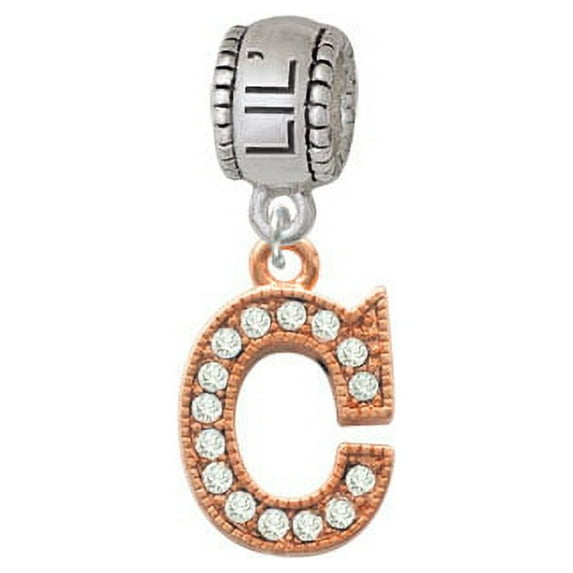 Crystal Rose Gold Tone Initial - C - Lil Sister Charm Bead