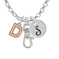 thumbnail image 1 of Crystal Rose Gold Tone Initial - D - S - Initial Badge Clip Necklace, 1 of 1