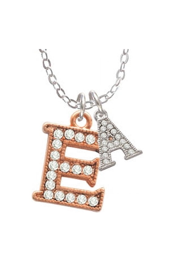 Crystal Rose Gold Tone Initial - E - A - Crystal Initial Sophia Necklace, 18"+1"