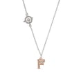 thumbnail image 1 of Crystal Rose Gold Tone Initial - F - Delicate Compass Necklace, 1 of 1