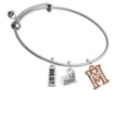 thumbnail image 1 of Crystal Rose Gold Tone Initial - M - Lil Sister Heart Expandable Bangle Bracelet, 1 of 1