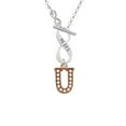 thumbnail image 1 of Crystal Rose Gold Tone Initial - U - To Infinity Psalm 23:1 Toggle Necklace, 1 of 2