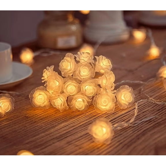 Crystal Rose LED String Lights 33ft - Waterproof Fairy Lights