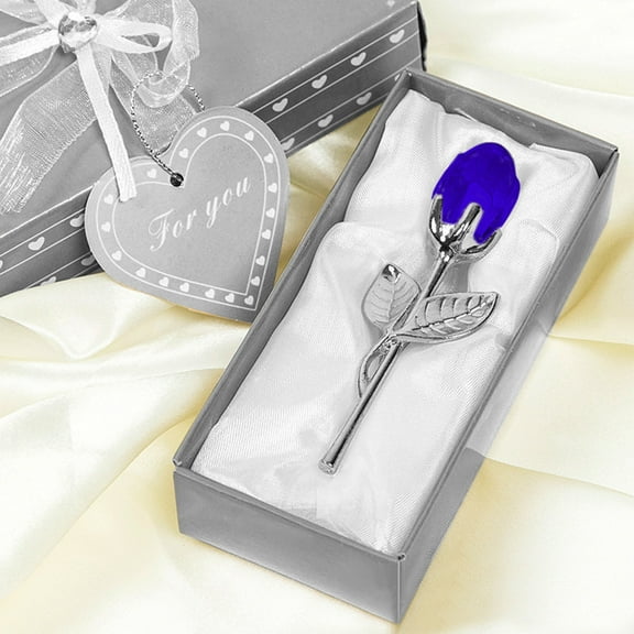 Crystal Rose Necklace with LED Light and Gift Box, Preserved Flower Jewelry for Valentine's Day and Wedding, Romantic Keepsake Pendant with Eternal Blossom(Blue)