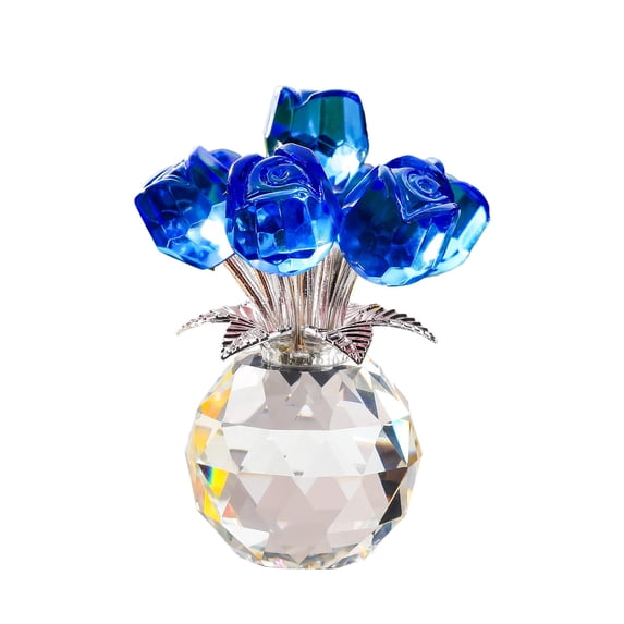 Crystal Rose Ornament, Glass Flower Figurine for Car Interior, Home Decor, Romantic Gift for Birthday, Anniversary, or Valentine's Day