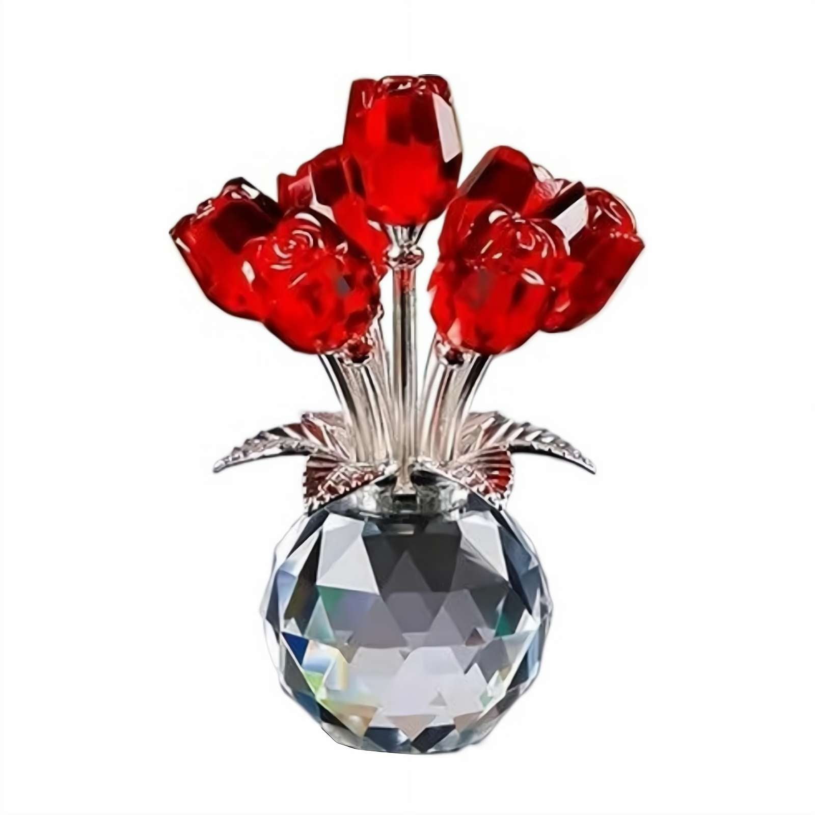 Crystal Rose Ornament - Multi-Color 3D Flower Decorative Keepsake for ...