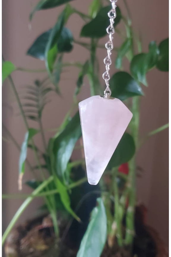Crystal Rose quartz pendulum, Rose Quartz healing crystal Reiki