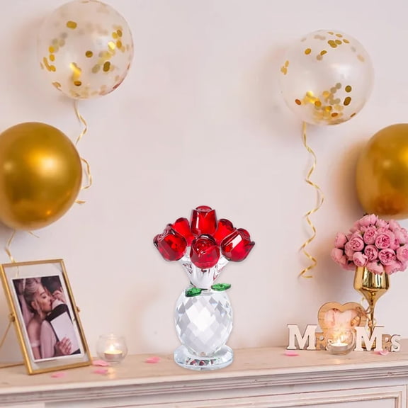 Crystal Roses Ornaments Valentines Day, Valentine Day Gift Table Top Decorations, Valentines Day Sign Valentine's Day Figure, Valentines Centerpieces for Tables(1PC)