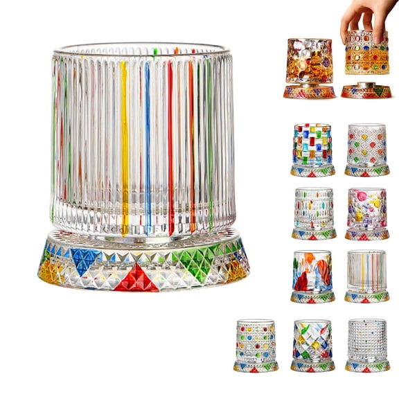 Crystal Rotating Base Tumbler with 360° Rotating Base – 9.5oz Lead‑Free Old Fashioned Rocks Glass, Spinning Tumbler for Scotch & Bourbon, Unique Gift for Men, Dad, Husband
