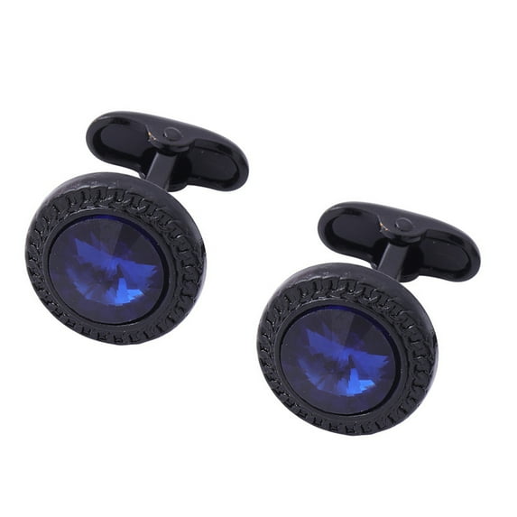 Crystal Round Black Cufflinks for Men Wedding Jewelry Groomsmen Gifts Luxurious Alloy Cuff Buttons Business Decors