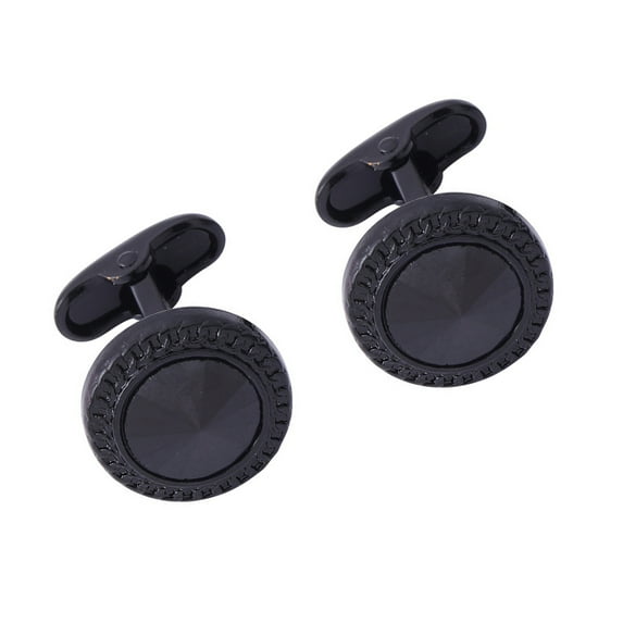 Crystal Round Black Cufflinks for Men Wedding Jewelry Groomsmen Gifts Luxurious Alloy Cuff Buttons Business Decors
