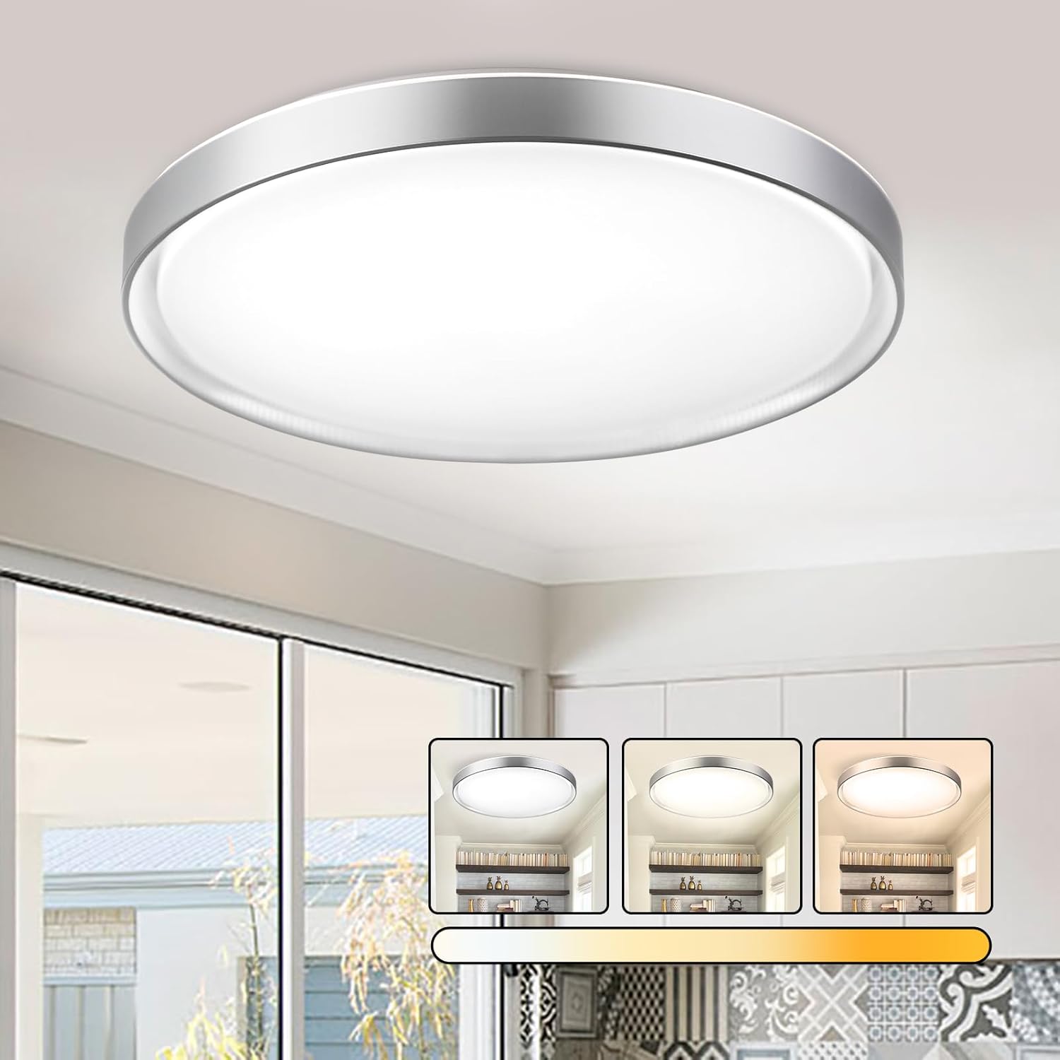 Crystal Round Flush Mount Ceiling Light, Modern LED Close to Ceiling ...
