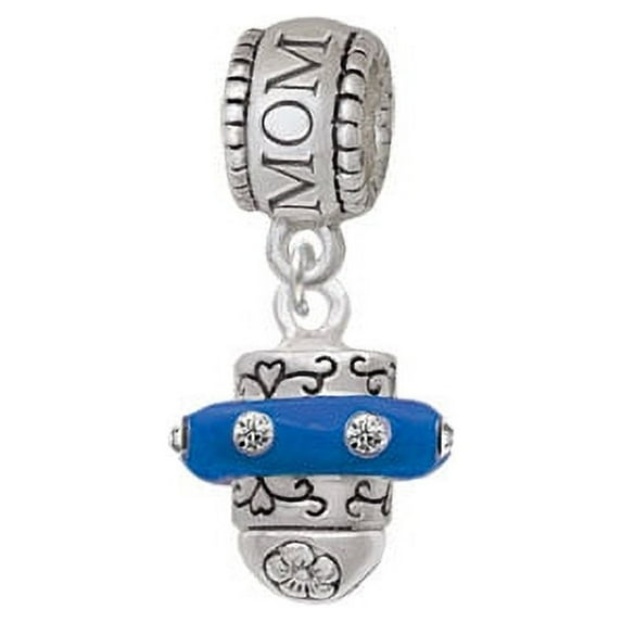 Crystal Royal Blue Spinner - Mom Charm Bead