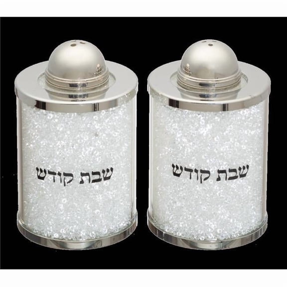 Crystal Salt & Pepper with Stones, White - Set of 2