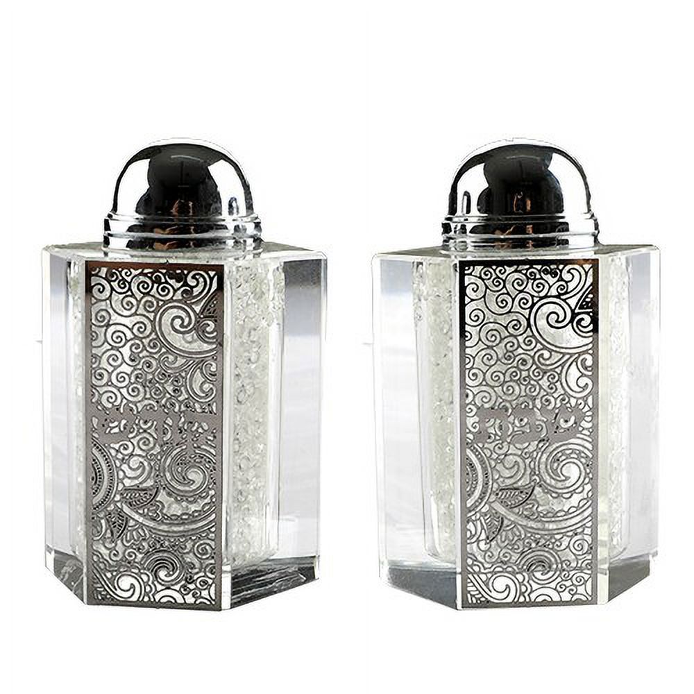 Juvale Stainless Steel Salt and Pepper Shakers Set with Holder, Refillable,  Clear Glass Bottoms, Screw-Off Perforated S and P Caps for Kitchen