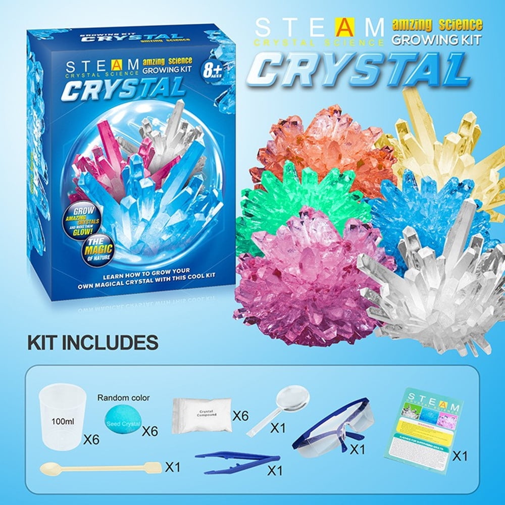 Glowing Crystal Growing Kit, Science Kits for Kids Age 8-12,  Blue&green&yellow