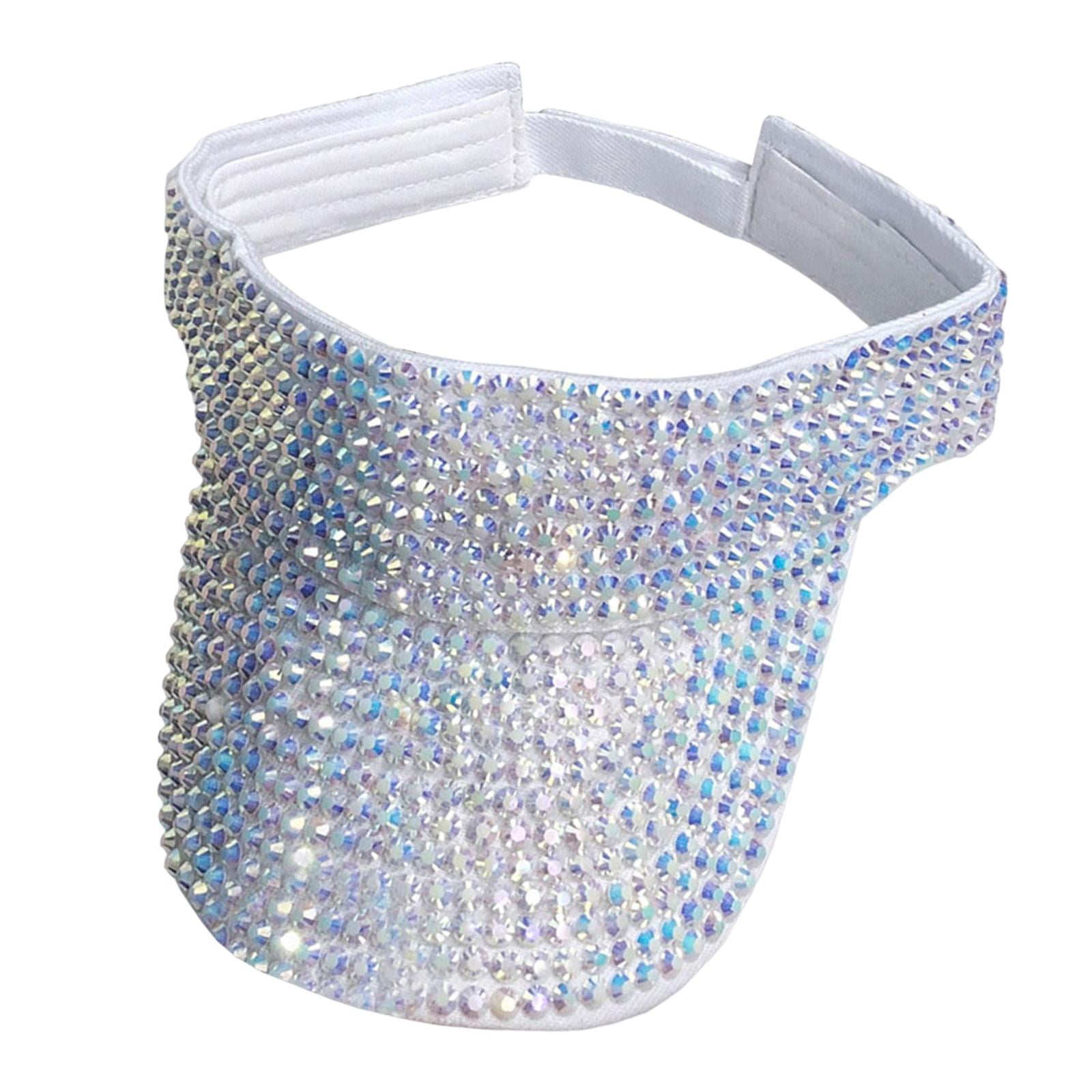 Rhinestone Embellished White Visor American Flag Rhinestone Visor in Black & White – Natalie Mills main image 2