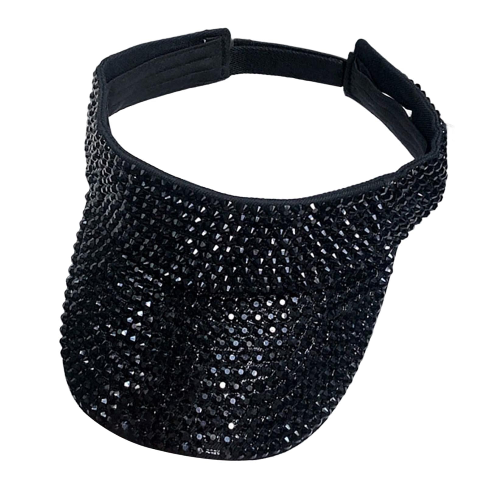 Swarovski Elements Del Mar County Club Black Sun Visor with Rhinestones Women\'s Surprizeshop Womens Golf Crystal Visor | Telephone Wire  main image 3