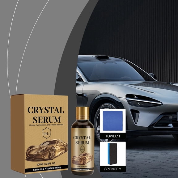 Serum Ceramic& Car Coating Kit 9H+ Hydrophobic Ceramic Coating for Cars Long Lasting Gloss & Scratch Resistant Auto Detailing Kit 3.38FL.OZ