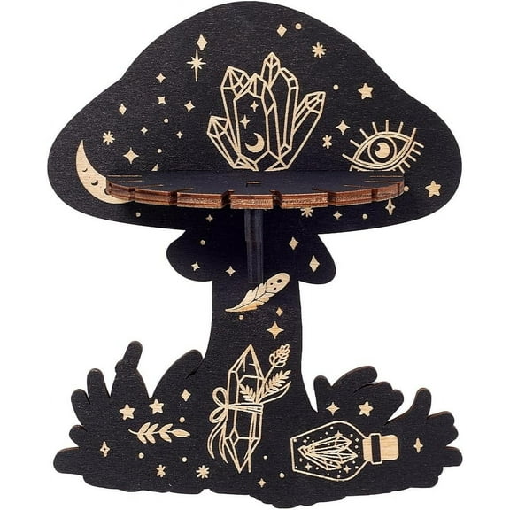 Crystal Shelf Display Wall Crystal Shelf Mushroom Eye Floating Shelves Wood Dowsing Pendulum Holder Stand Rustic Witch Stuff Storage DIY