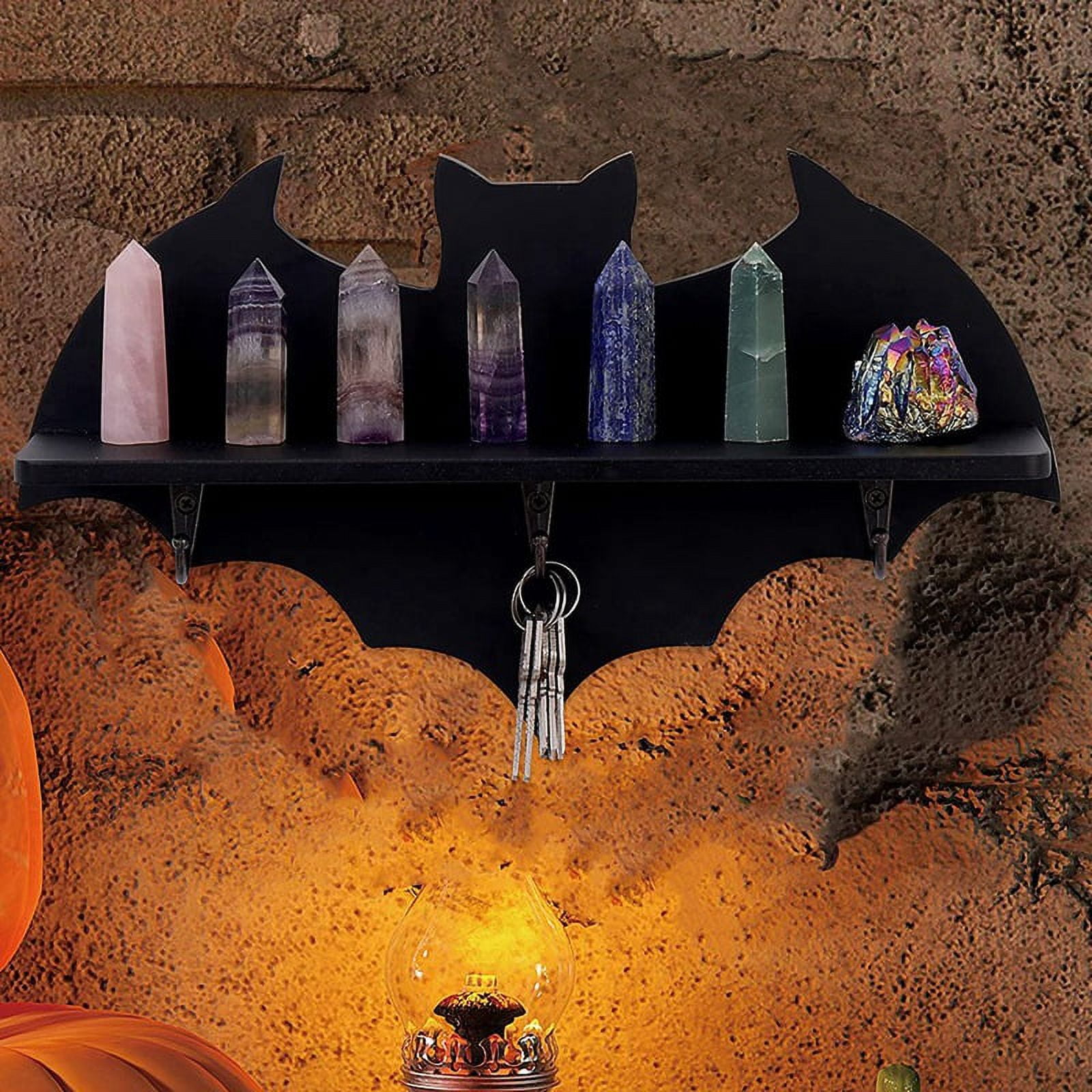 Crystal Shelf Spooky Floating Shelves Goth Decor Bat Shelf Black