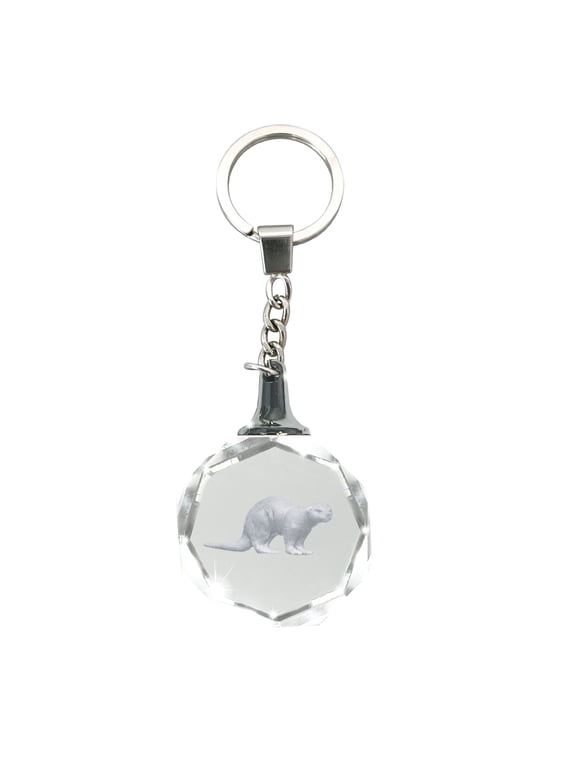 Crystal Silhouette Keychain - Otter by Deluxebase, Crystal Glass Animal Keyring with 3D Silhouette Otter Image, Purse Charm and Small Gift
