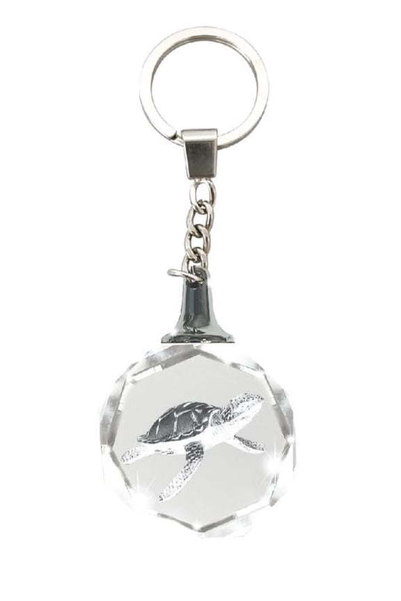 Crystal Silhouette Keychain - Sea Turtle from Deluxebase. Glass Dome Animal Keyring Gift for Adults