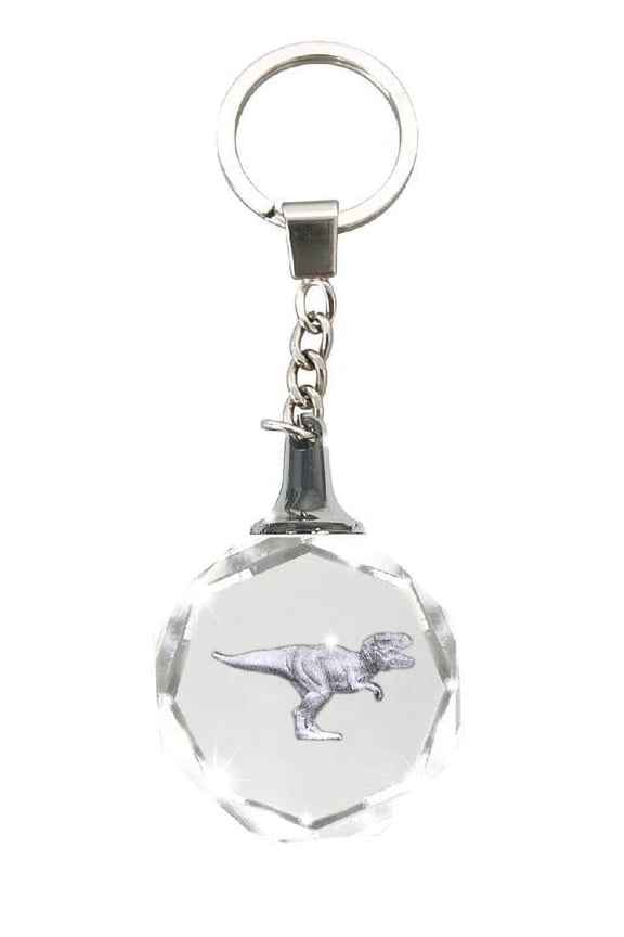 Crystal Silhouette Keychain - T-Rex from Deluxebase. Glass Dome Dinosaur Keyring Gift for Adults