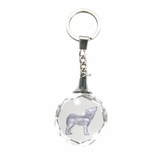 Crystal Silhouette Keychain - Wolf by Deluxebase, Crystal Glass Animal Keyring with 3D Silhouette Wolf Image, Purse Charm and Small Gift