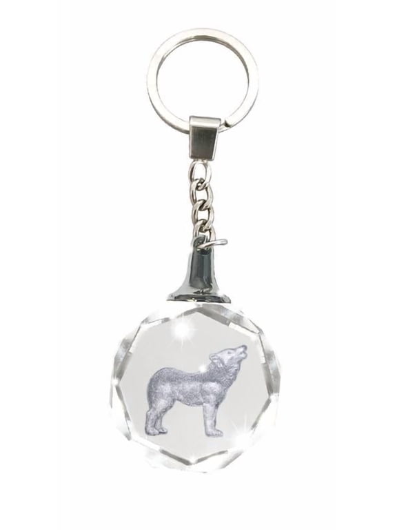 Crystal Silhouette Keychain - Wolf by Deluxebase, Crystal Glass Animal Keyring with 3D Silhouette Wolf Image, Purse Charm and Small Gift