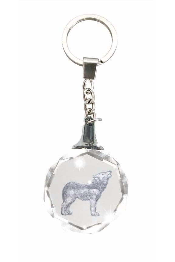 Crystal Silhouette Keychain - Wolf by Deluxebase, Crystal Glass Animal Keyring with 3D Silhouette Wolf Image, Purse Charm and Small Gift