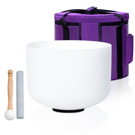 Crystal Singing Bowl 8inch Pure white F NOTE for Healing Mindfulness Meditation Yoga