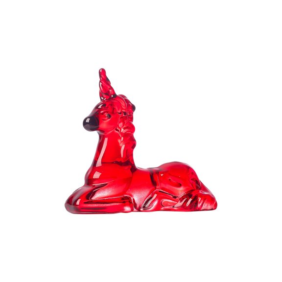 Crystal Sitting Horned Beast Animal Lovely Elegant Craft Decorations for Home Ornaments Collectible Birthday Gifts,Red